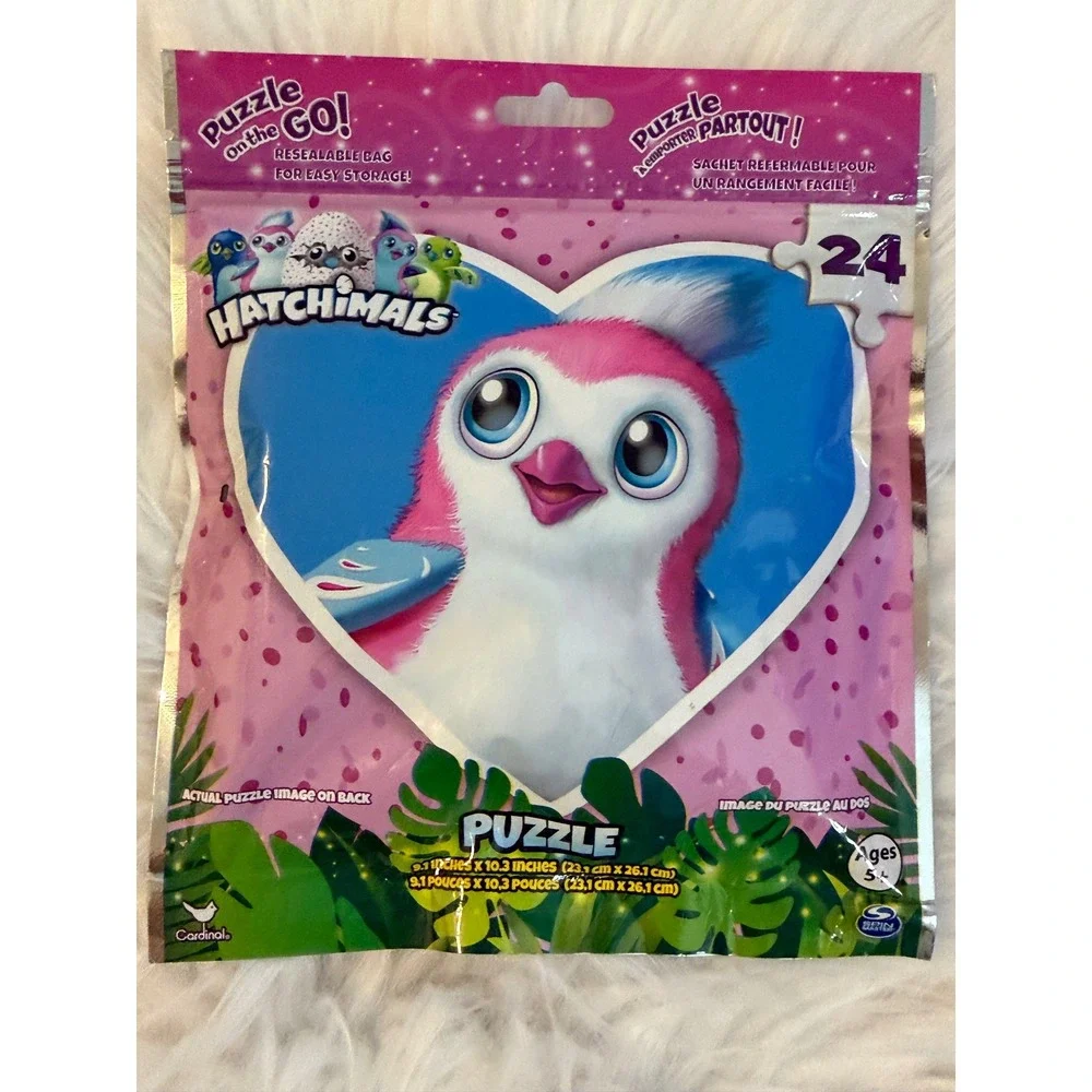 Hatchimals Puzzle on the GO 24 Piece Jigsaw Resealable Bag Pink Blue Spin Master
